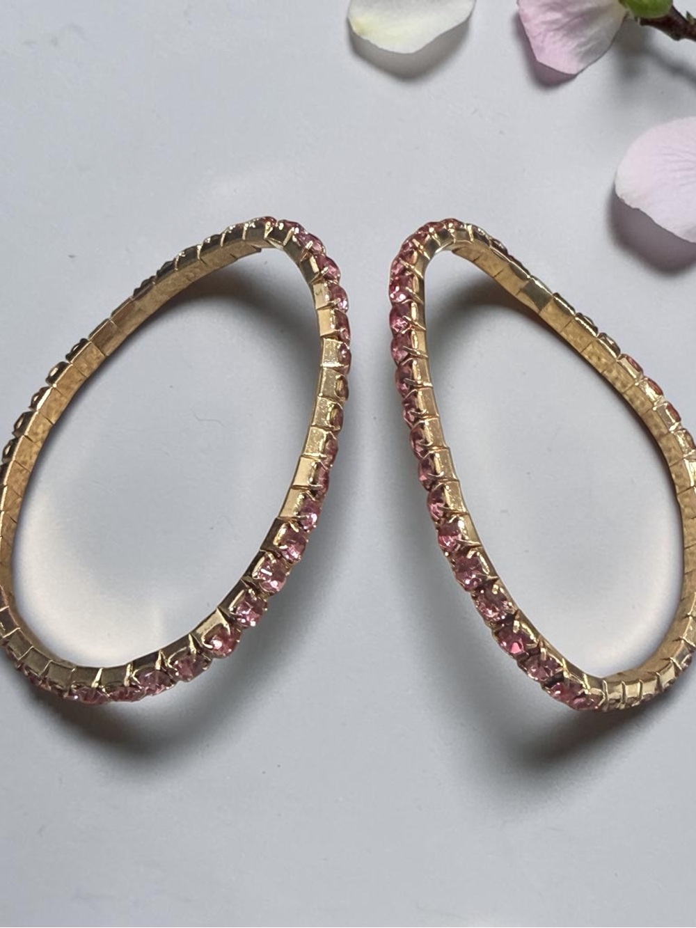 Gold Bracelet with Pink Rhinestones